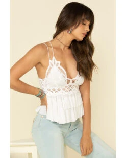Free People Women's Adella Cami Lace Ruffled Tank Top 10 Free People Women's Adella Cami Lace Ruffled Tank Top -Western Cowboy Equipment Store 2000325212 100 P1