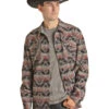 Rock & Roll Denim Men's Coral Southwestern Print Shirt Jacket 1 Rock & Roll Denim Men's Coral Southwestern Print Shirt Jacket -Western Cowboy Equipment Store 2000326014 850 P2