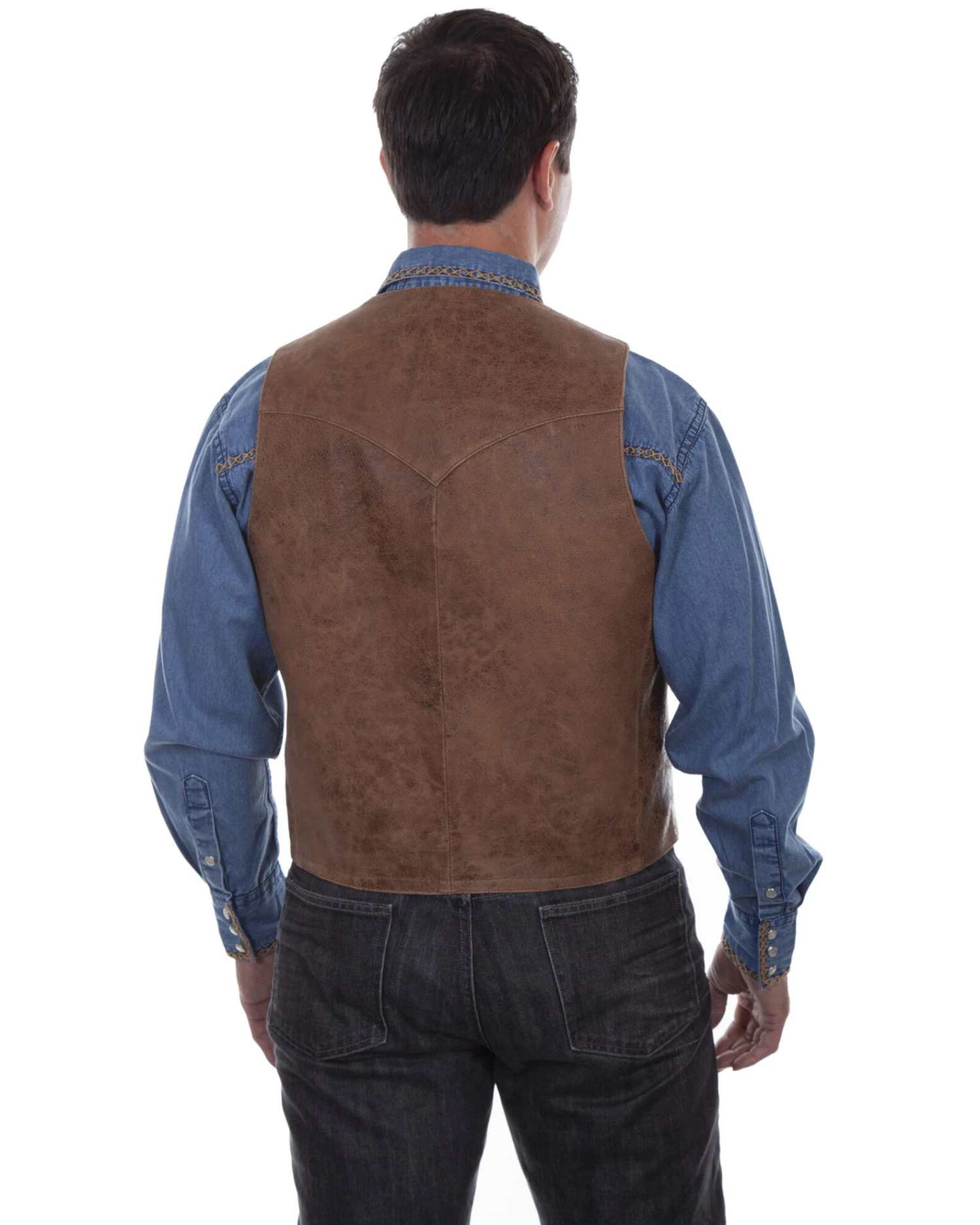 Scully Men's Vintage Leather Western Vest 4 Scully Men's Vintage Leather Western Vest - Image 2
