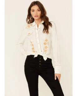 ROPER Stetson Women's Poly Crepe Retro Embroidered Long Sleeve Snap Western Shirt 9 ROPER Stetson Women's Poly Crepe Retro Embroidered Long Sleeve Snap Western Shirt -Western Cowboy Equipment Store 2000332684 100 P1