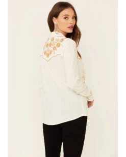 ROPER Stetson Women's Poly Crepe Retro Embroidered Long Sleeve Snap Western Shirt 8 ROPER Stetson Women's Poly Crepe Retro Embroidered Long Sleeve Snap Western Shirt -Western Cowboy Equipment Store 2000332684 100 P4