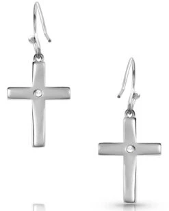 Montana Silversmiths Women's River Of Lights Opal Cross Earrings
