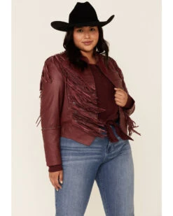 Liberty Wear Women's Burgundy Fringe Sheep Napa Jacket - Plus 9 Liberty Wear Women's Burgundy Fringe Sheep Napa Jacket - Plus -Western Cowboy Equipment Store 2000334586 640 P1