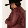 Liberty Wear Women's Burgundy Fringe Sheep Napa Jacket - Plus 1 Liberty Wear Women's Burgundy Fringe Sheep Napa Jacket - Plus -Western Cowboy Equipment Store 2000334586 640 P5