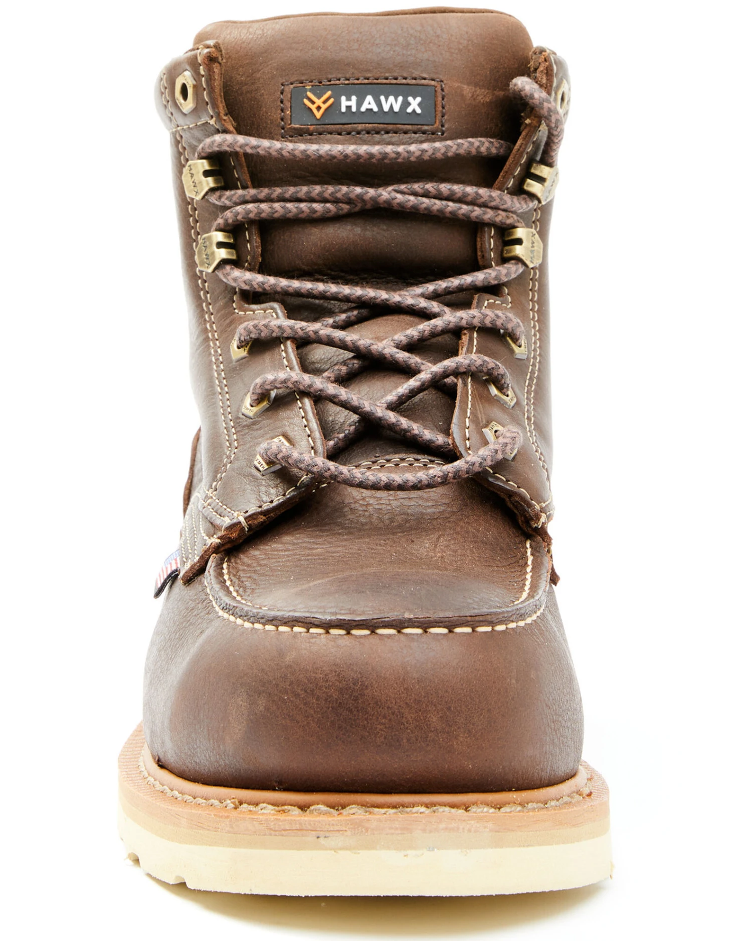 Hawx Men's Dark Brown USA Moc Wedge Work Boots - Steel Toe 3 Hawx Men's Dark Brown USA Moc Wedge Work Boots - Steel Toe