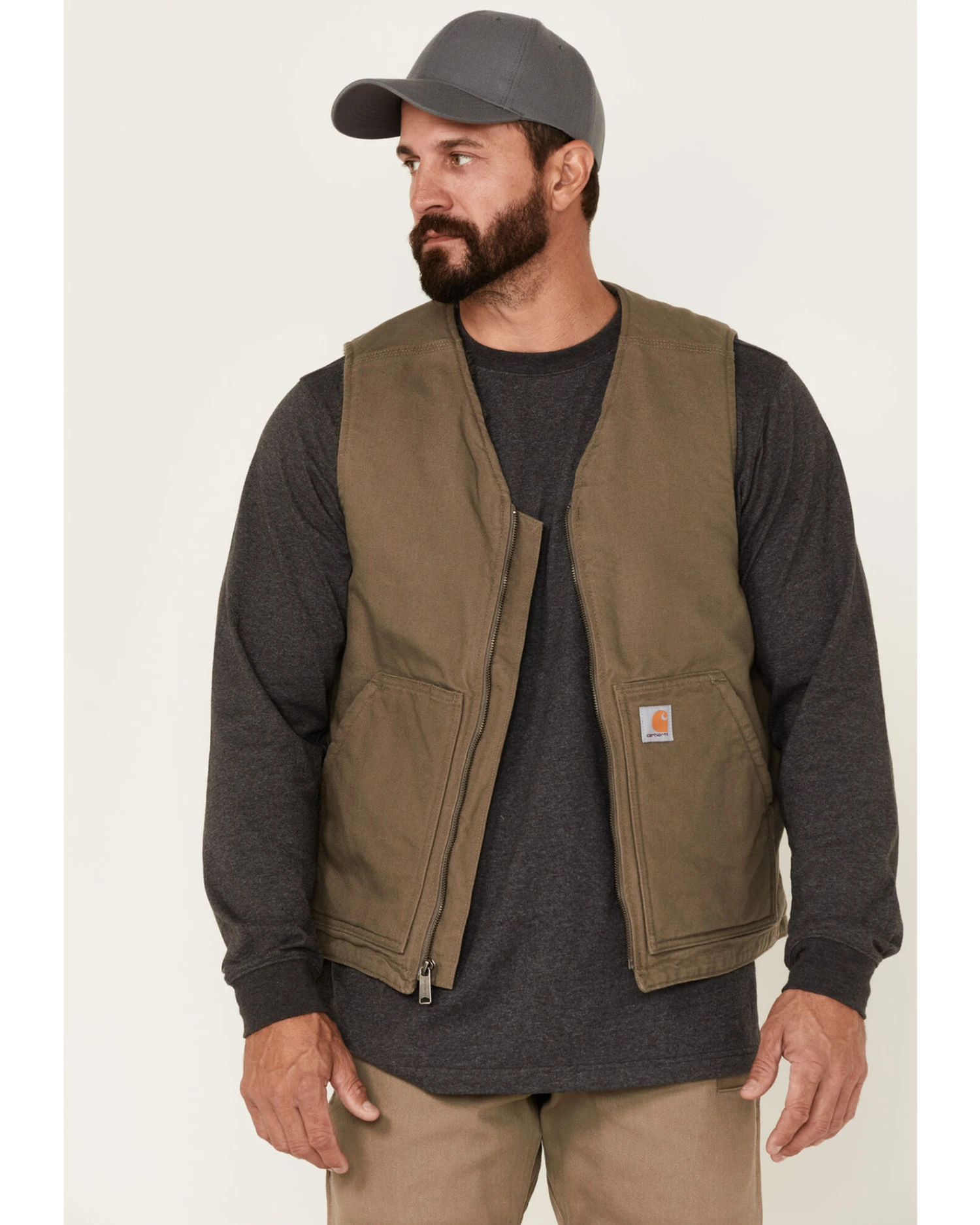 Carhartt Men's Dark Brown Washed Duck Sherpa Lined Vest 6 Carhartt Men's Dark Brown Washed Duck Sherpa Lined Vest - Image 4
