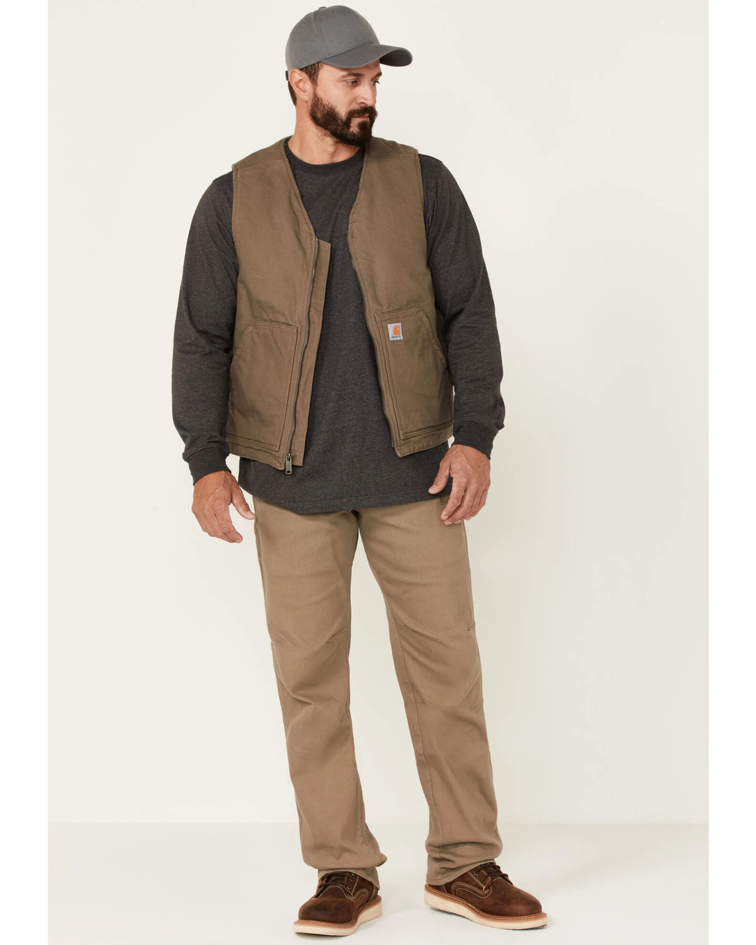 Carhartt Men's Dark Brown Washed Duck Sherpa Lined Vest 4 Carhartt Men's Dark Brown Washed Duck Sherpa Lined Vest - Image 2