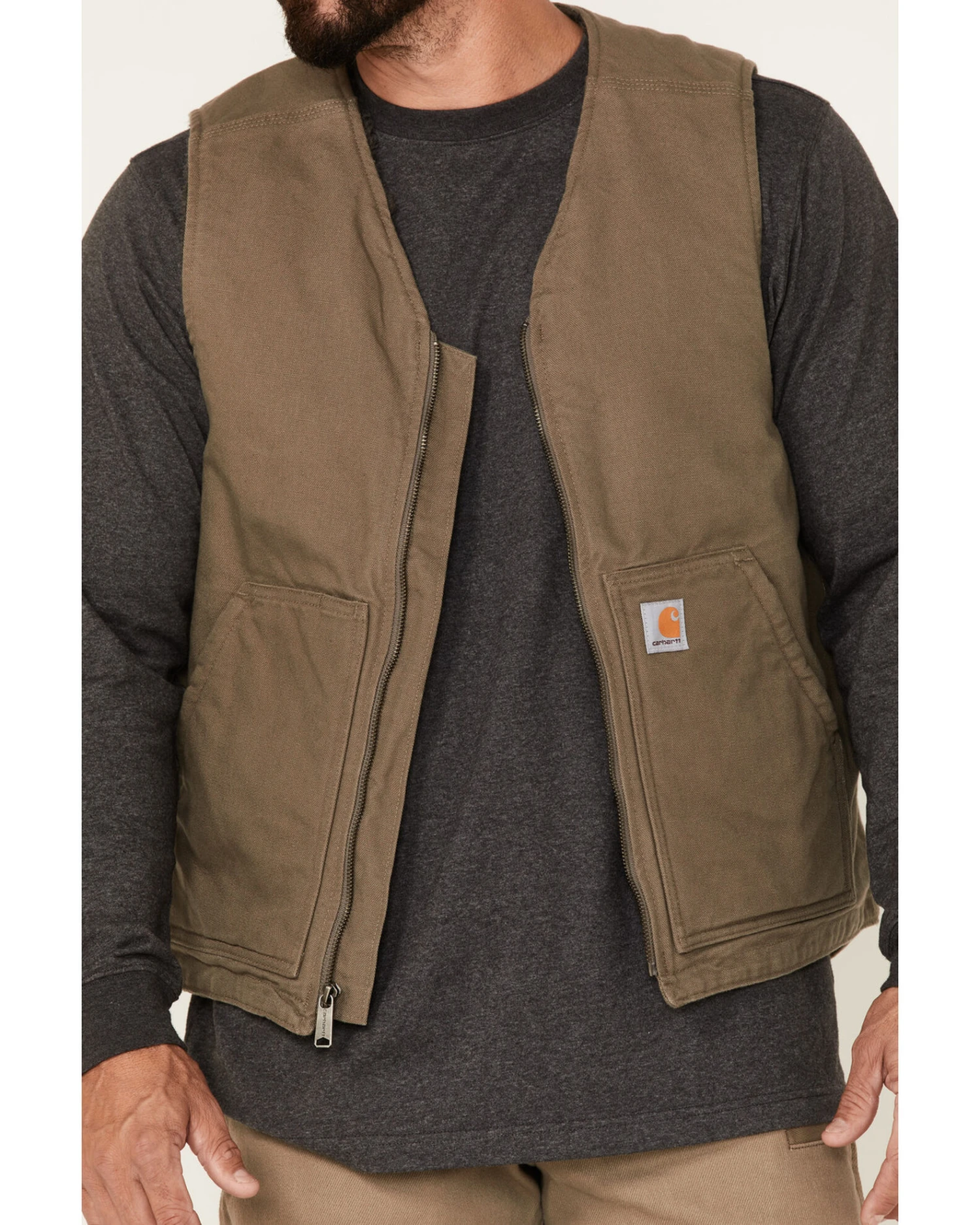 Carhartt Men's Dark Brown Washed Duck Sherpa Lined Vest 5 Carhartt Men's Dark Brown Washed Duck Sherpa Lined Vest - Image 3
