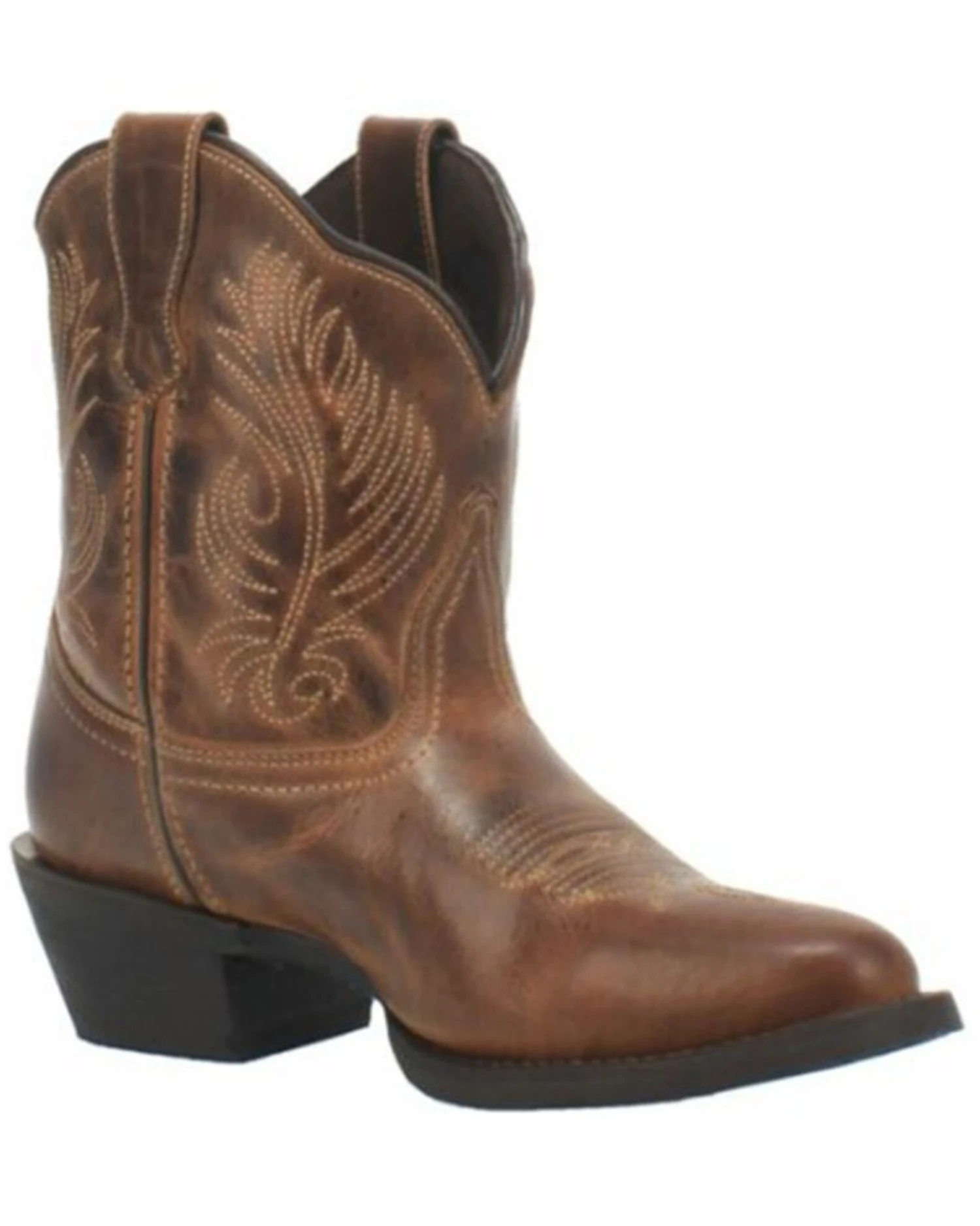 Laredo Women's Brown Shortie Western Booties - Round Toe 7 Laredo Women's Brown Shortie Western Booties - Round Toe - Image 5