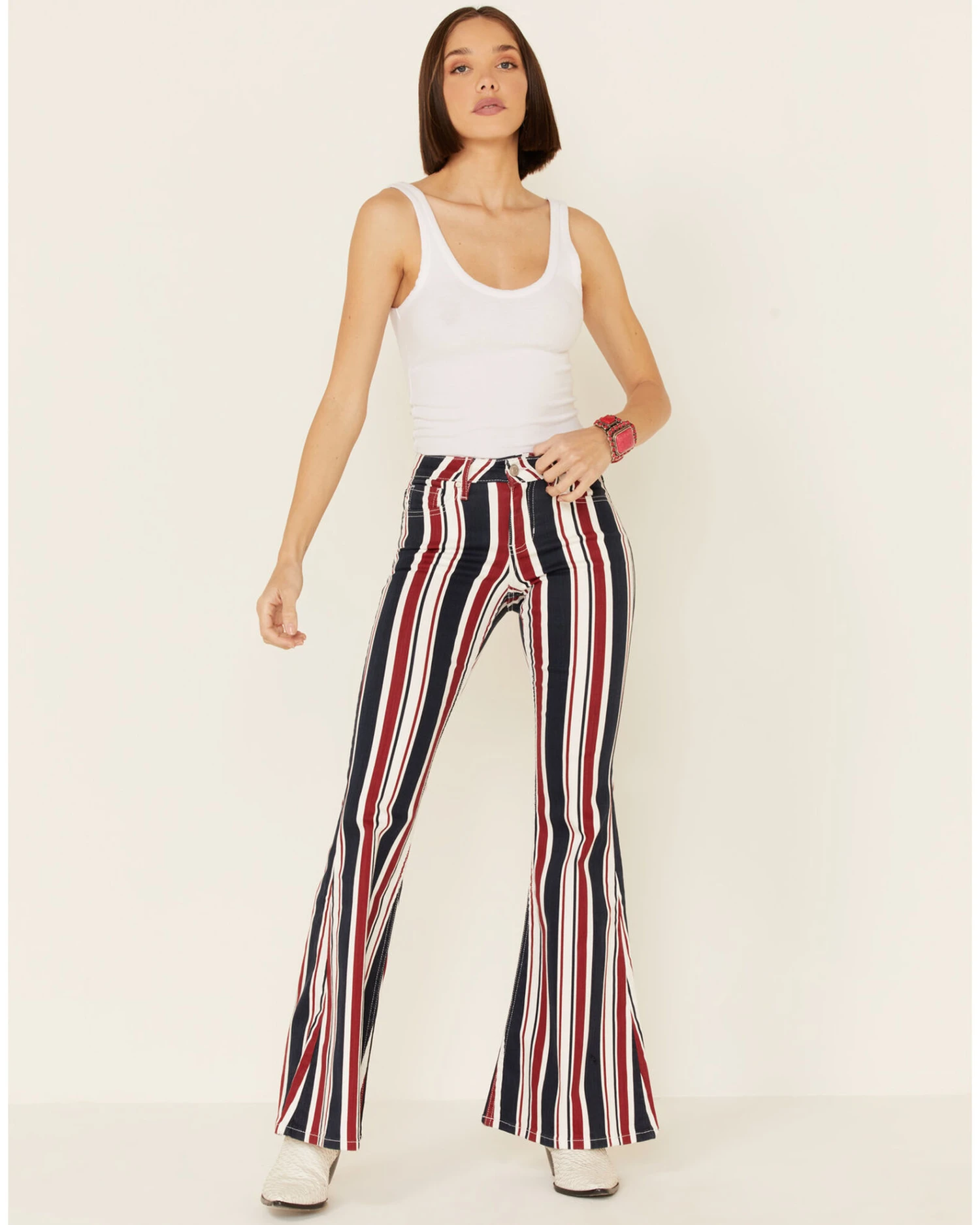 Shyanne Women's American Stripe Flare Leg Jeans 7 Shyanne Women's American Stripe Flare Leg Jeans - Image 5