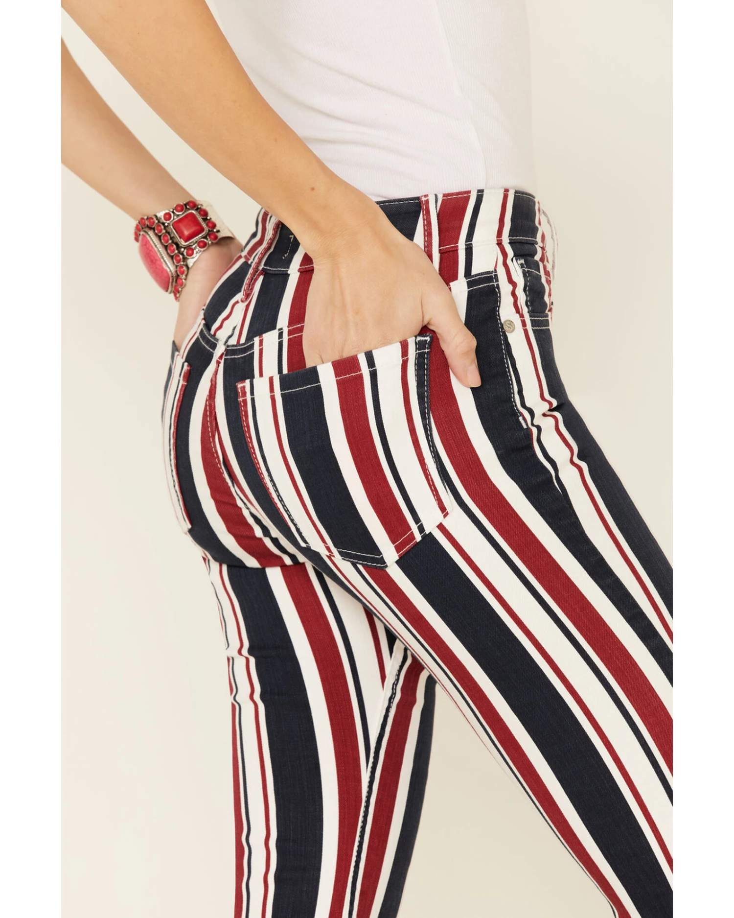 Shyanne Women's American Stripe Flare Leg Jeans 4 Shyanne Women's American Stripe Flare Leg Jeans - Image 2