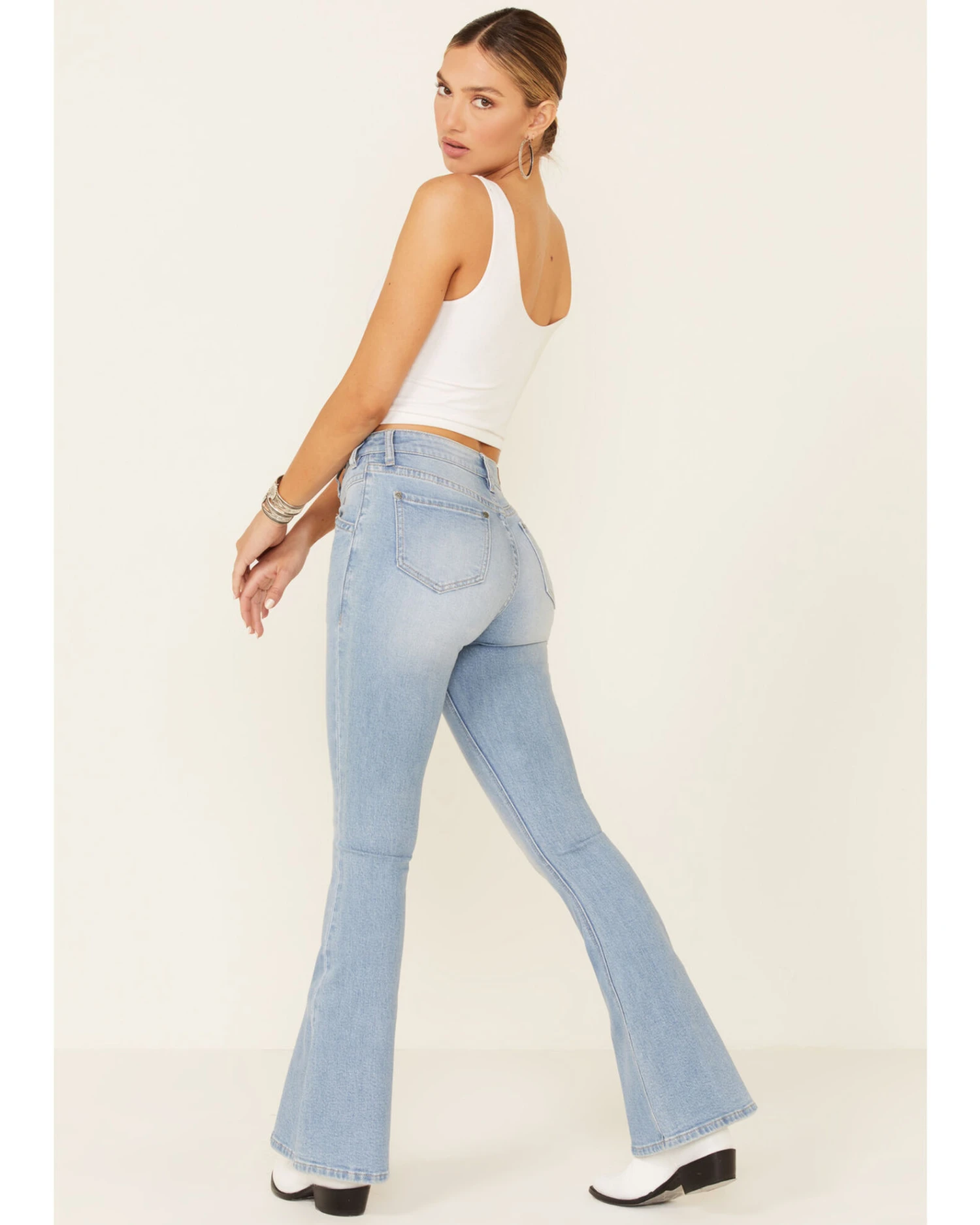 Rock & Roll Denim Women's Light Wash High Rise Flare Leg Jeans 3 Rock & Roll Denim Women's Light Wash High Rise Flare Leg Jeans