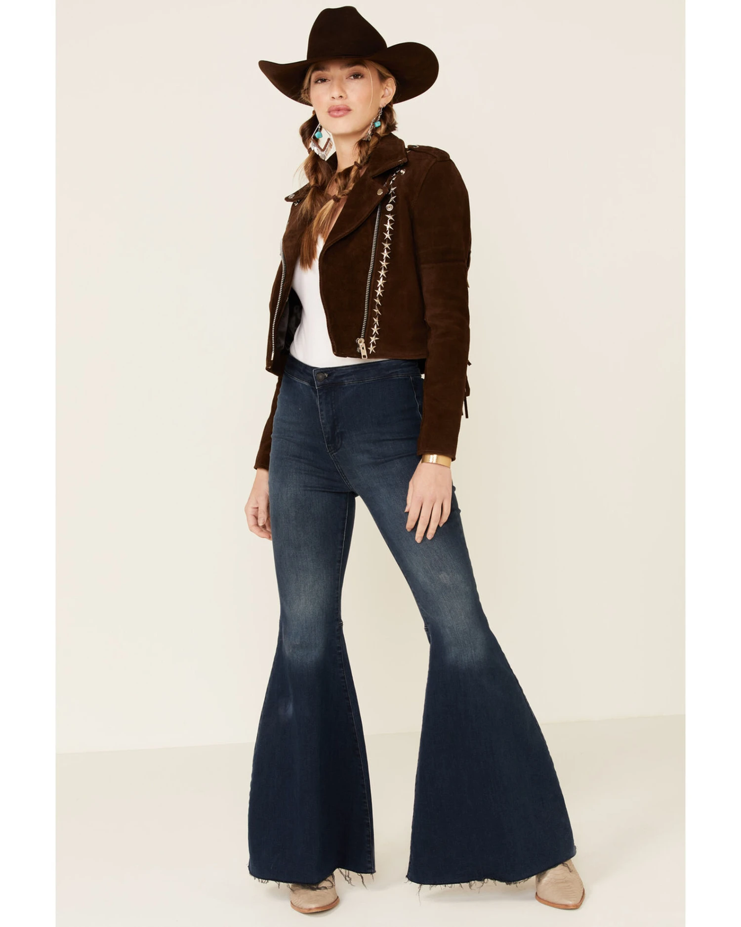 Understated Leather Women's Tan Paris Texas Star Studded Jacket 4 Understated Leather Women's Tan Paris Texas Star Studded Jacket - Image 2