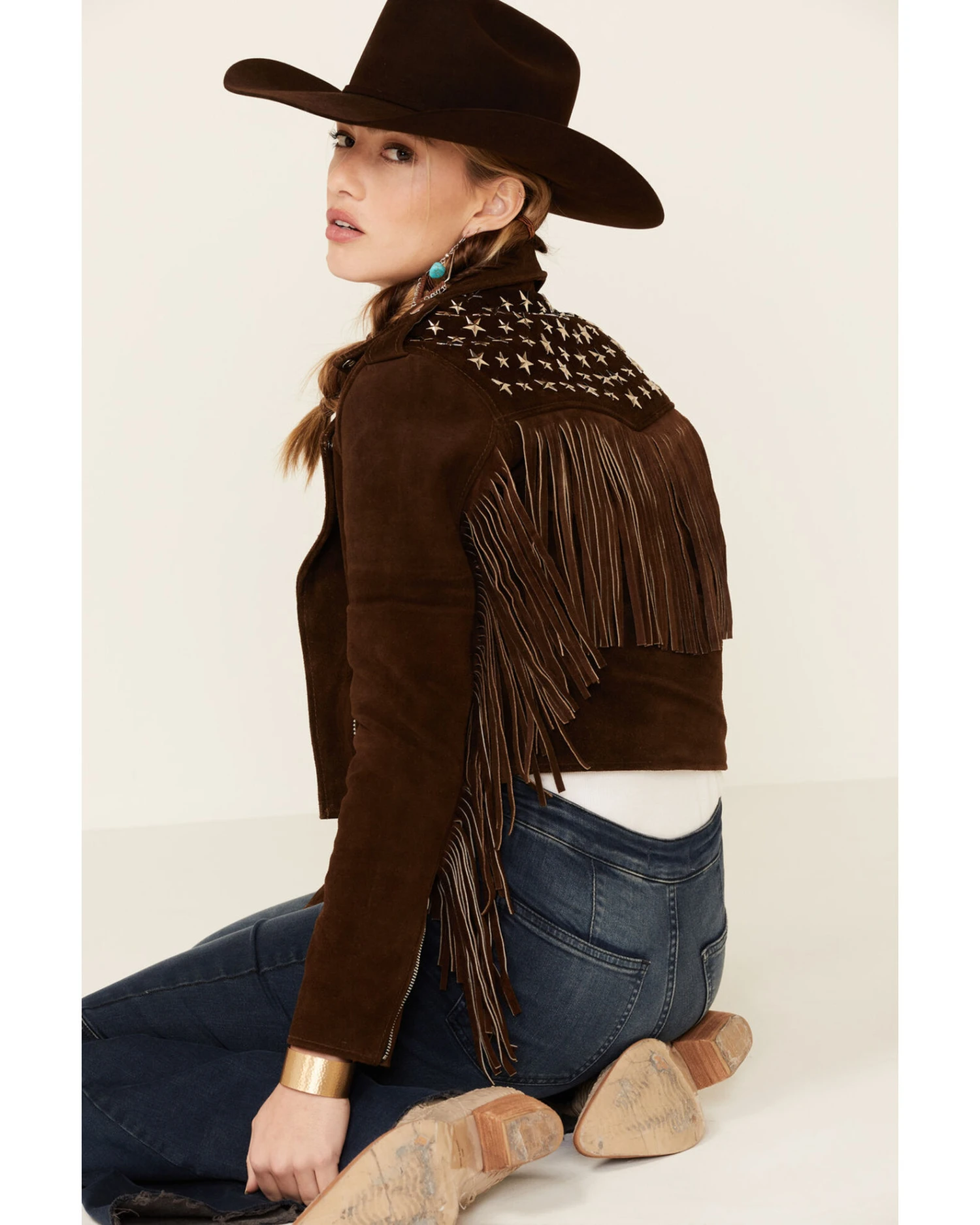 Understated Leather Women's Tan Paris Texas Star Studded Jacket 3 Understated Leather Women's Tan Paris Texas Star Studded Jacket