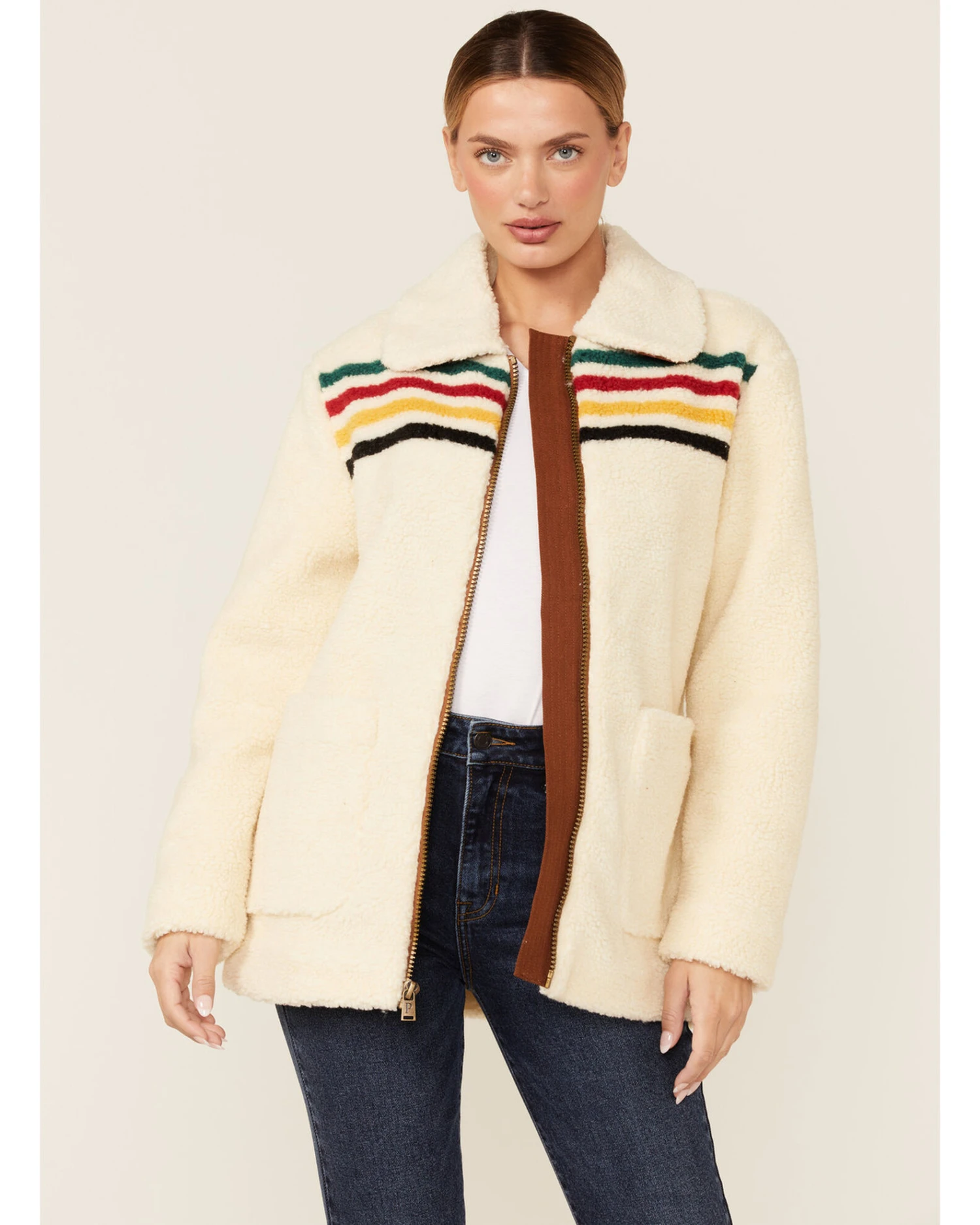 Pendleton Women's Ivory Glacier Sunset Zip-Front Fleece Jacket 5 Pendleton Women's Ivory Glacier Sunset Zip-Front Fleece Jacket - Image 3