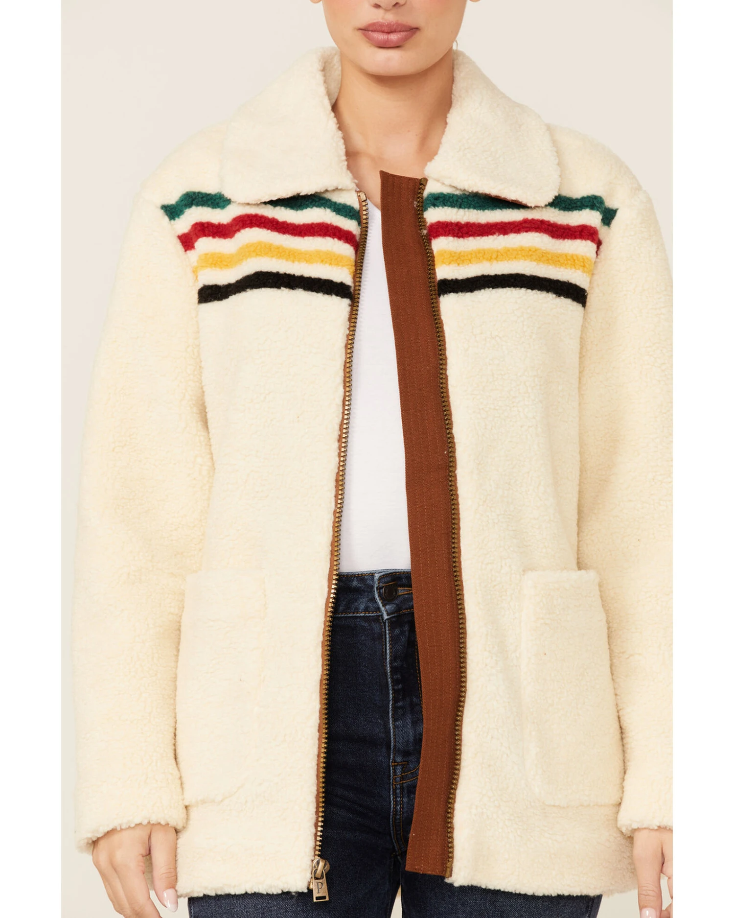 Pendleton Women's Ivory Glacier Sunset Zip-Front Fleece Jacket 3 Pendleton Women's Ivory Glacier Sunset Zip-Front Fleece Jacket