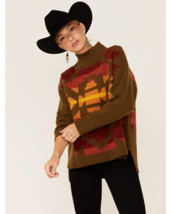 Pendleton Women's Colorful Pattern Turtleneck Sweater 9 Pendleton Women's Colorful Pattern Turtleneck Sweater -Western Cowboy Equipment Store 2000343337 221 P1