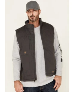 Ariat Men's Rebar Gray Washed Duracanvas Insulated Zip-Front Work Vest 9 Ariat Men's Rebar Gray Washed Duracanvas Insulated Zip-Front Work Vest -Western Cowboy Equipment Store 2000343529 020 P1