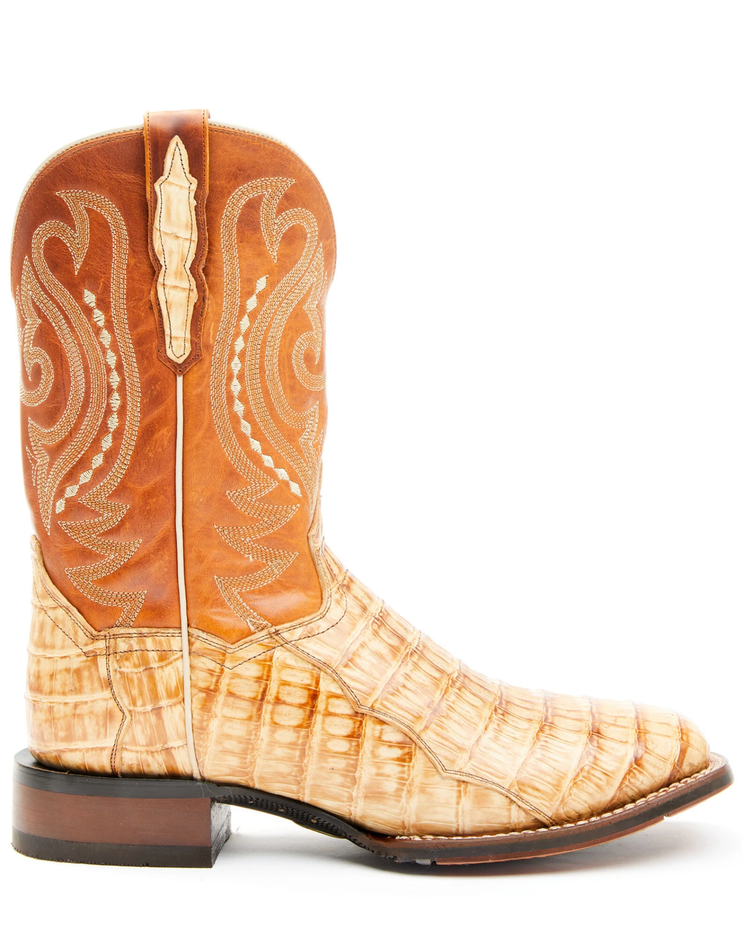 Dan Post Men's Tan Caiman Belly Western Boots - Broad Square Toe 3 Dan Post Men's Tan Caiman Belly Western Boots - Broad Square Toe