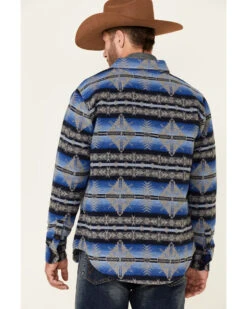 Powder River Outfitters Men's Blue Southwestern Print Button-Front Wool Shirt Jacket 9 Powder River Outfitters Men's Blue Southwestern Print Button-Front Wool Shirt Jacket -Western Cowboy Equipment Store 2000345131 400 P4