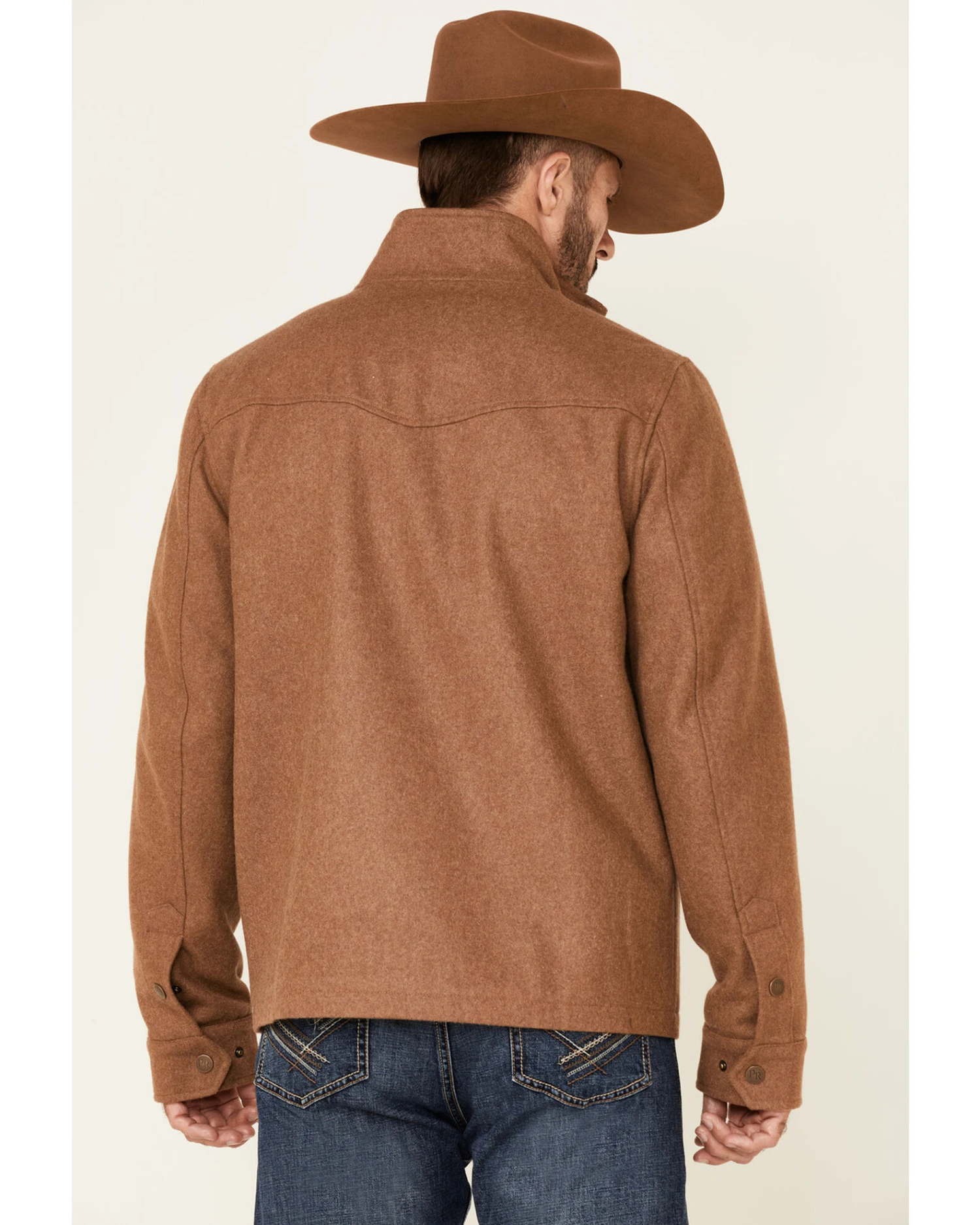 Powder River Outfitters Men's Solid Tan Zip-Front Wool Jacket 3 Powder River Outfitters Men's Solid Tan Zip-Front Wool Jacket