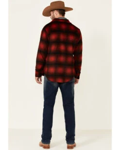 Powder River Outfitters Men's Red Ombre Plaid Wool Button-Front Shirt Jacket 9 Powder River Outfitters Men's Red Ombre Plaid Wool Button-Front Shirt Jacket -Western Cowboy Equipment Store 2000345241 910 P4