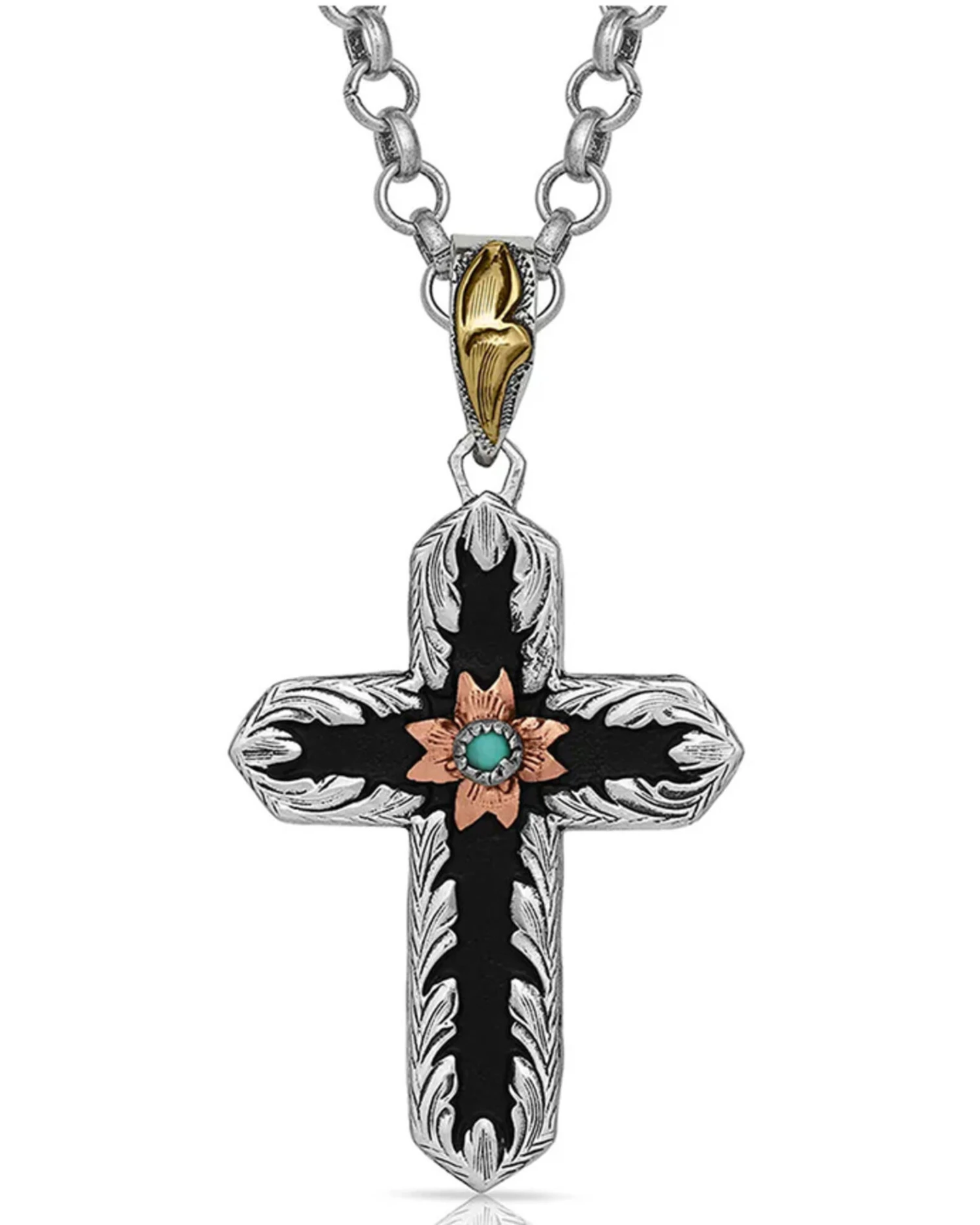 Montana Silversmiths Women's Antiqued Two-Tone Radiating Cross Necklace 4 Montana Silversmiths Women's Antiqued Two-Tone Radiating Cross Necklace - Image 2