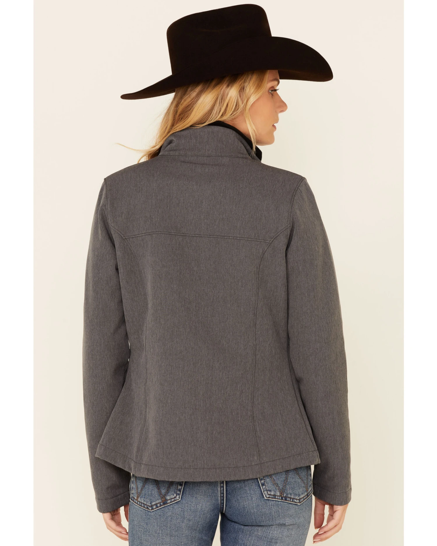 Roper Women's Heather Gray Fleece Zip-Front Softshell Jacket 3 Roper Women's Heather Gray Fleece Zip-Front Softshell Jacket