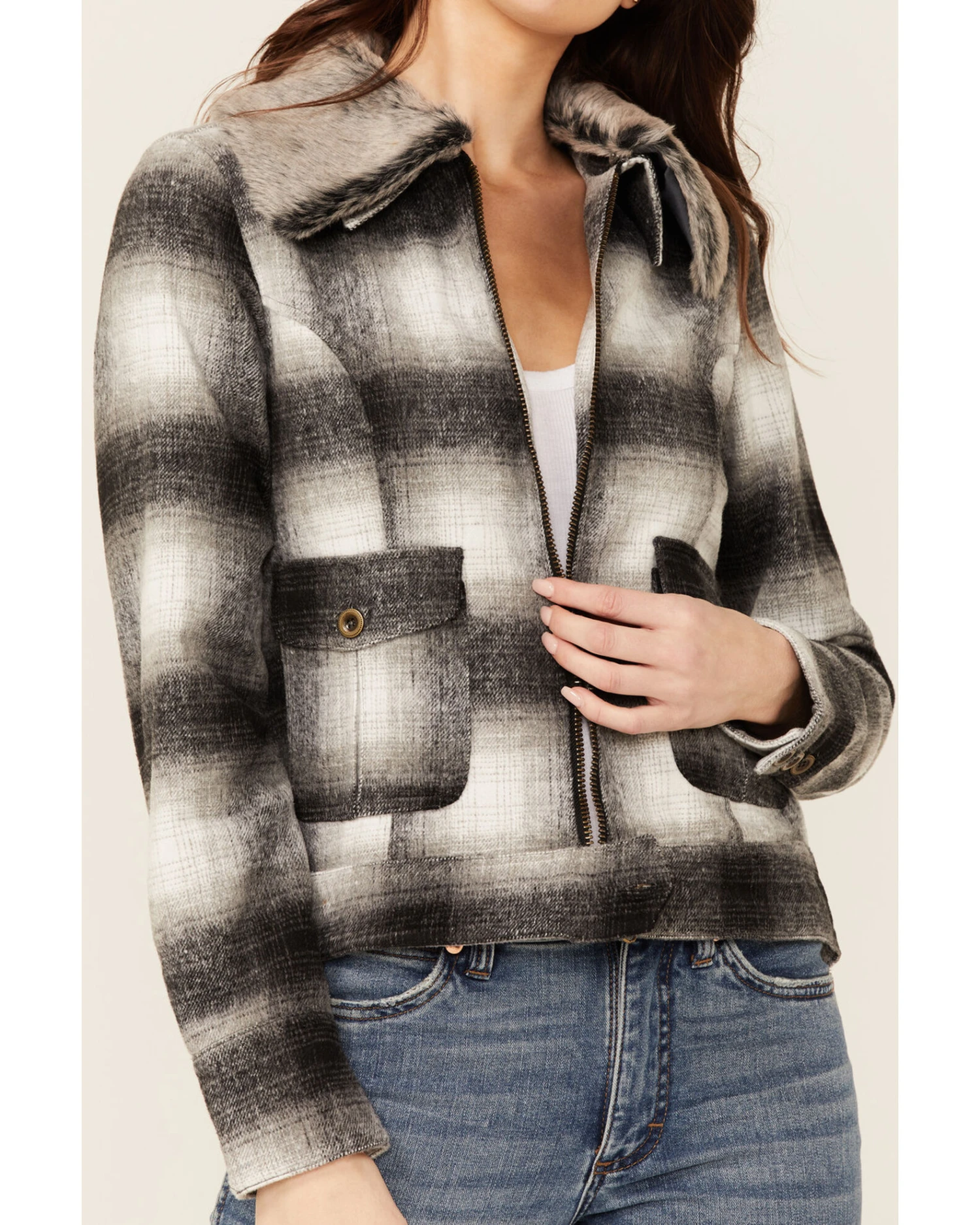Stetson Women's Ombre Plaid Jacket 4 Stetson Women's Ombre Plaid Jacket - Image 2