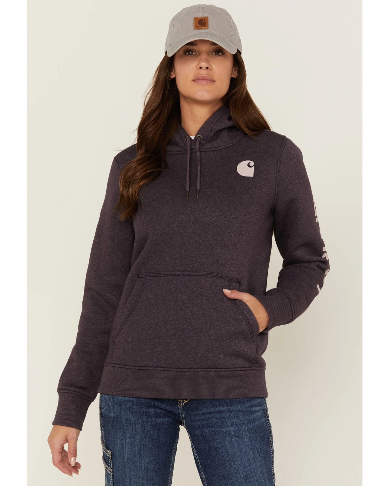 Carhartt Women's Gray Relaxed Midweight Logo Sleeve Graphic Hooded Sweatshirt 5 Carhartt Women's Gray Relaxed Midweight Logo Sleeve Graphic Hooded Sweatshirt - Image 3