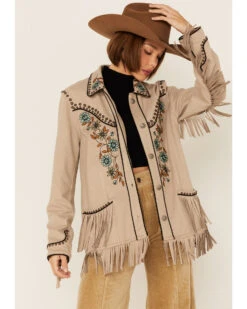 Double D Ranch Women's Floral Embroidered Studded Fringe Jacket 9 Double D Ranch Women's Floral Embroidered Studded Fringe Jacket -Western Cowboy Equipment Store 2000347585 101 P1