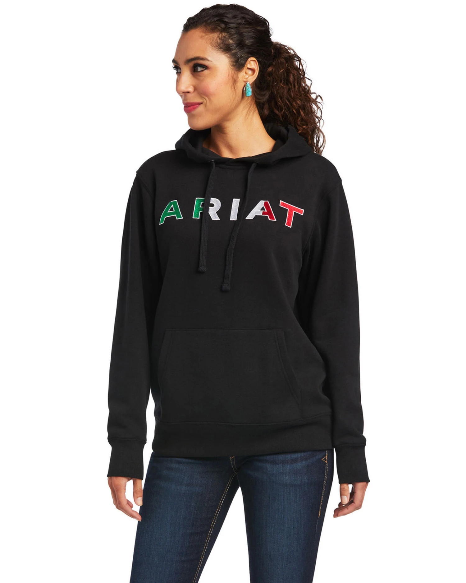 Ariat Women's Black R.E.A.L Mexico Embroidered Logo Pullover Hoodie - Plus 4 Ariat Women's Black R.E.A.L Mexico Embroidered Logo Pullover Hoodie - Plus - Image 2