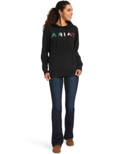 Ariat Women's Black R.E.A.L Mexico Embroidered Logo Pullover Hoodie - Plus 9 Ariat Women's Black R.E.A.L Mexico Embroidered Logo Pullover Hoodie - Plus -Western Cowboy Equipment Store 2000347975 001 P4