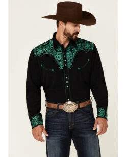 Scully Men's Embroidered Gunfighter Long Sleeve Pearl Snap Western Shirt 9 Scully Men's Embroidered Gunfighter Long Sleeve Pearl Snap Western Shirt -Western Cowboy Equipment Store 2000350083 001 P1
