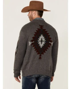 Stetson Men's Gray Southwestern Print Heather Knit Zip-Front Wool Sweater 9 Stetson Men's Gray Southwestern Print Heather Knit Zip-Front Wool Sweater -Western Cowboy Equipment Store 2000350329 020 P4