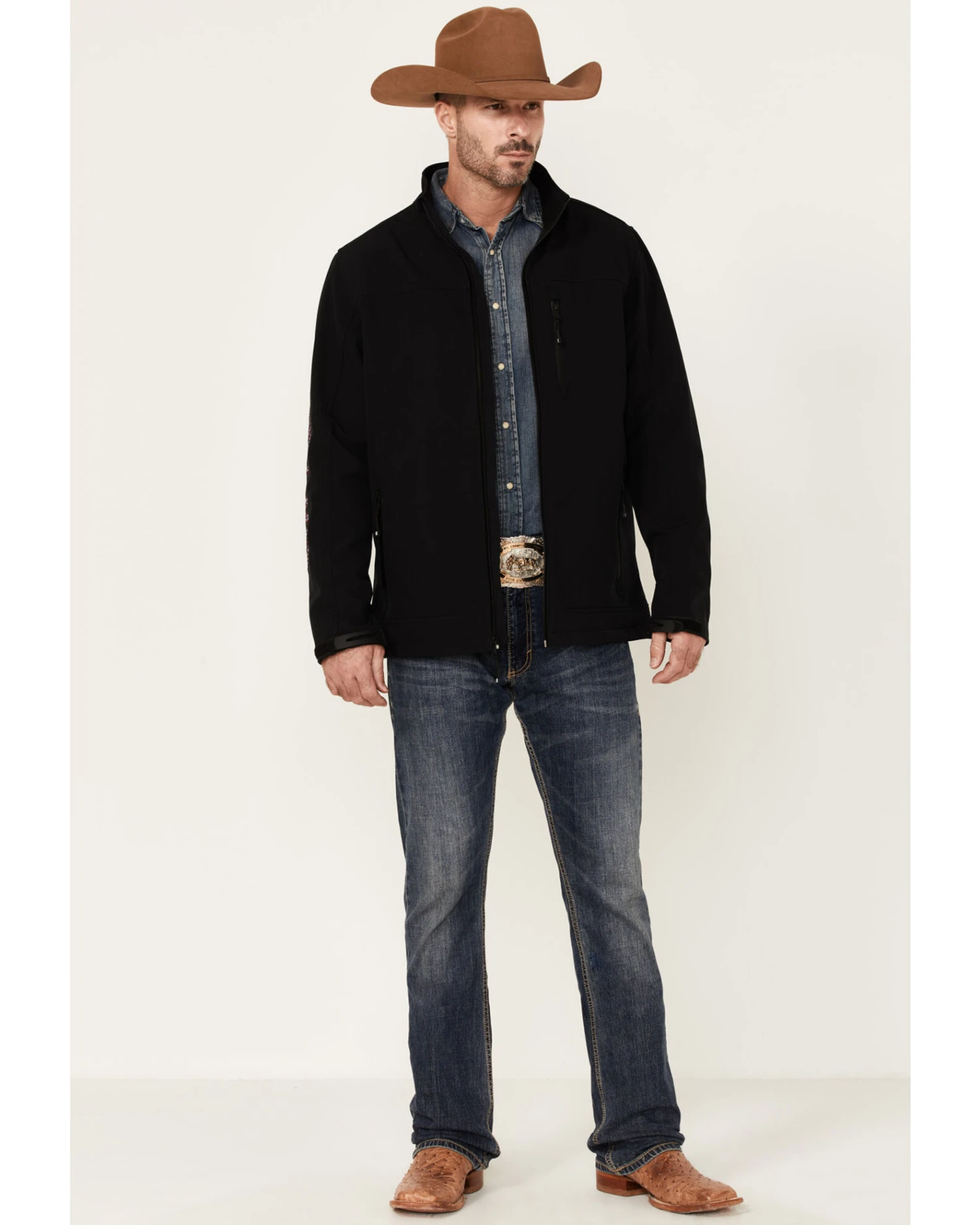 Cody James Core Men's American Embroidered Sleeve Zip-Front Steamboat Jacket 5 Cody James Core Men's American Embroidered Sleeve Zip-Front Steamboat Jacket - Image 3