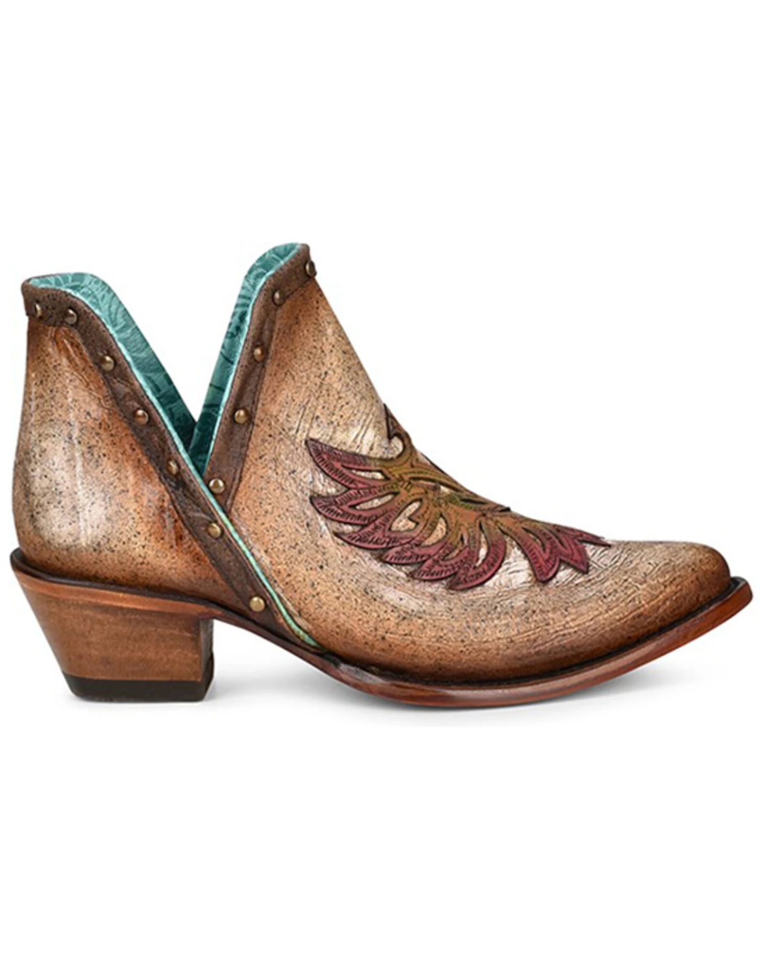 Corral Women's Tan Overlay & Studs Fashion Booties - Medium Toe 3 Corral Women's Tan Overlay & Studs Fashion Booties - Medium Toe