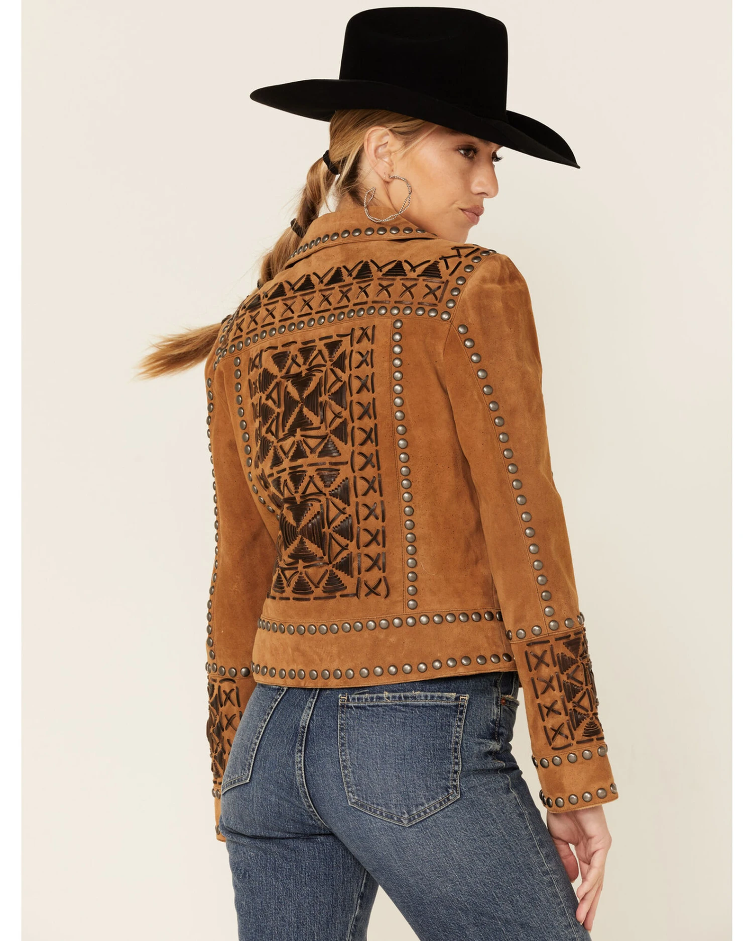 Double D Ranch Women's Tramp Art Zip-Front Leather Suede Jacket 4 Double D Ranch Women's Tramp Art Zip-Front Leather Suede Jacket - Image 2