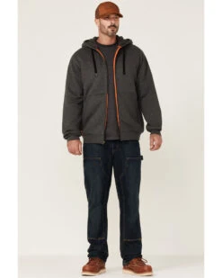 Hawx Men's Charcoal Sherpa-Lined Zip-Front Hooded Work Jacket