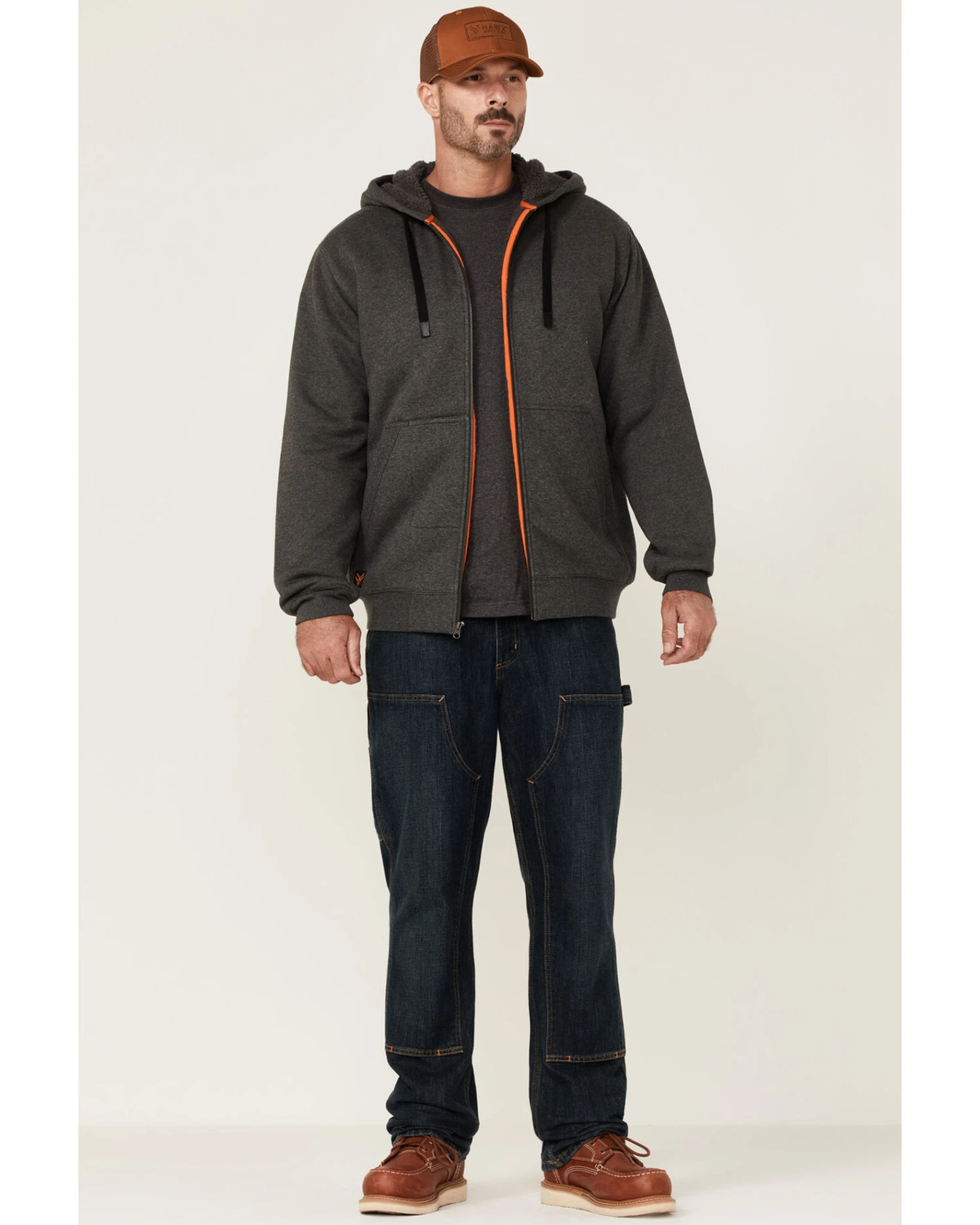 Hawx Men's Charcoal Sherpa-Lined Zip-Front Hooded Work Jacket 3 Hawx Men's Charcoal Sherpa-Lined Zip-Front Hooded Work Jacket