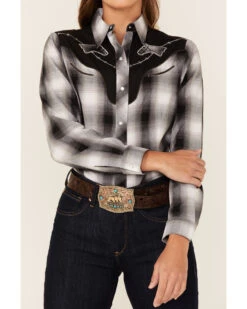 Roper Women's Plaid Print Long Sleeve Pearl Snap Western Shirt 8 Roper Women's Plaid Print Long Sleeve Pearl Snap Western Shirt -Western Cowboy Equipment Store 2000352242 001 P2