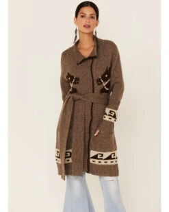 Stetson Women's Horse Motif Belted Knit Wool Blend Cardigan 8 Stetson Women's Horse Motif Belted Knit Wool Blend Cardigan -Western Cowboy Equipment Store 2000352257 200 P1