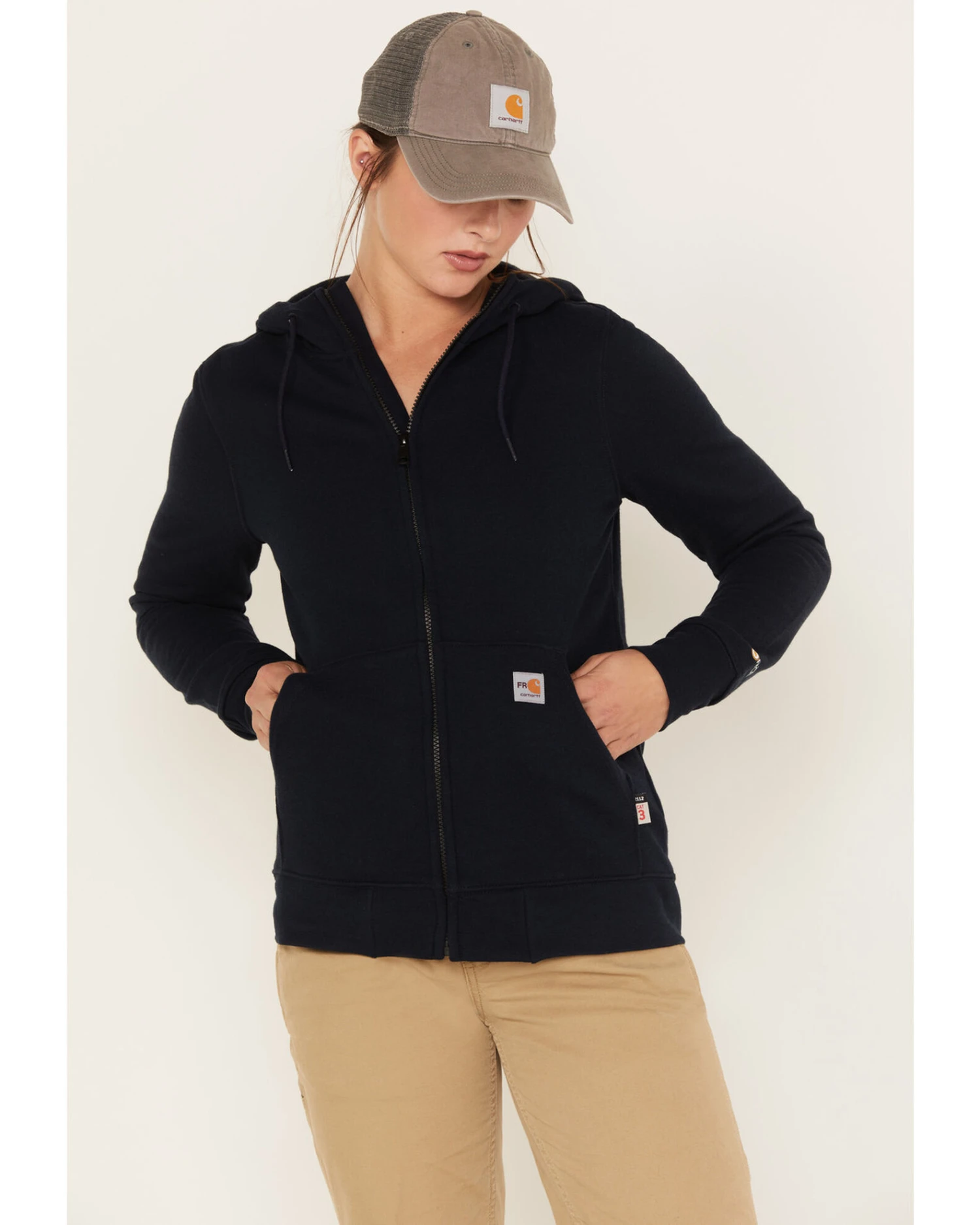 Carhartt Women's Force FR Relaxed Fit Zip Front Sweatshirt Work Hoodie 6 Carhartt Women's Force FR Relaxed Fit Zip Front Sweatshirt Work Hoodie - Image 4