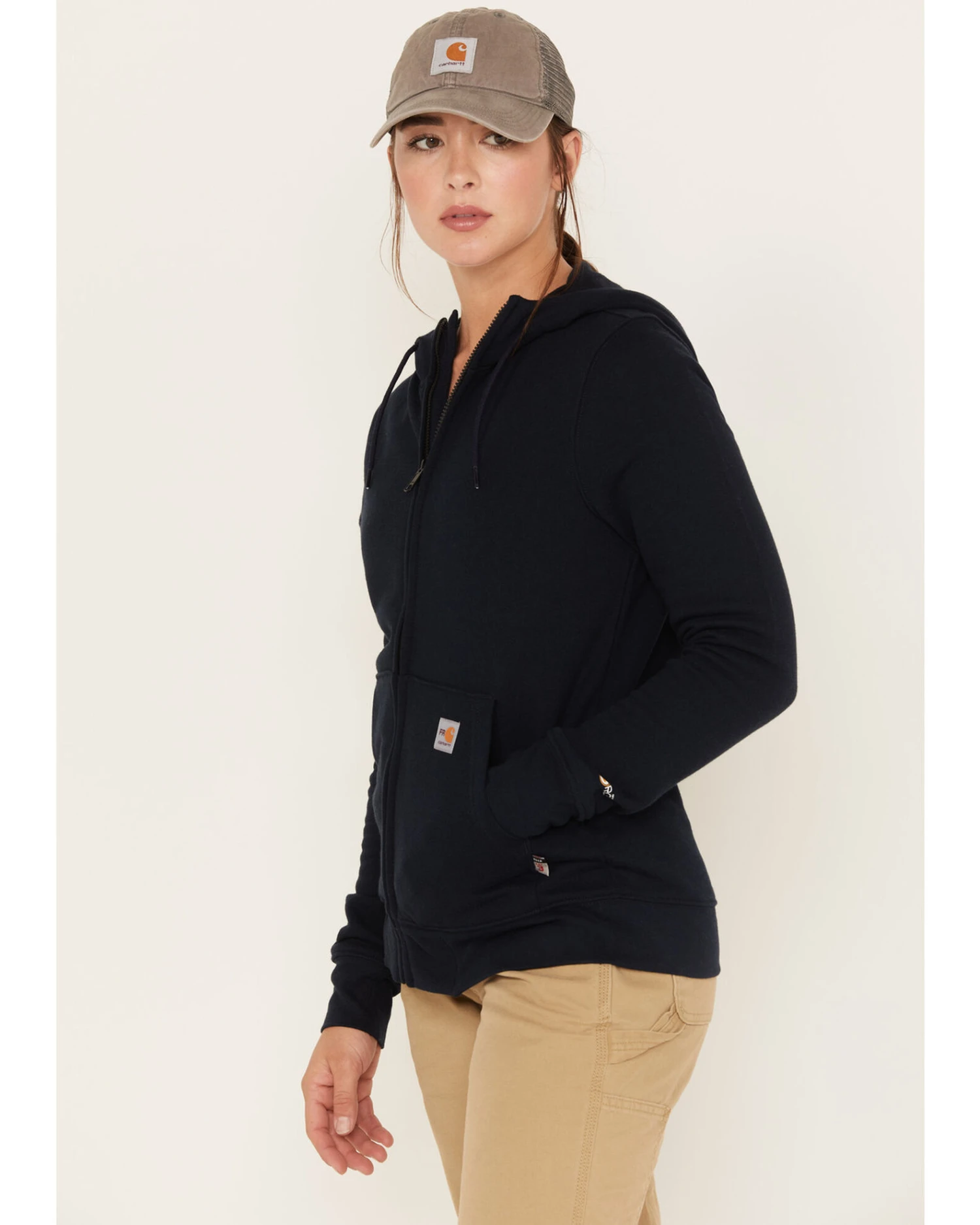 Carhartt Women's Force FR Relaxed Fit Zip Front Sweatshirt Work Hoodie 5 Carhartt Women's Force FR Relaxed Fit Zip Front Sweatshirt Work Hoodie - Image 3