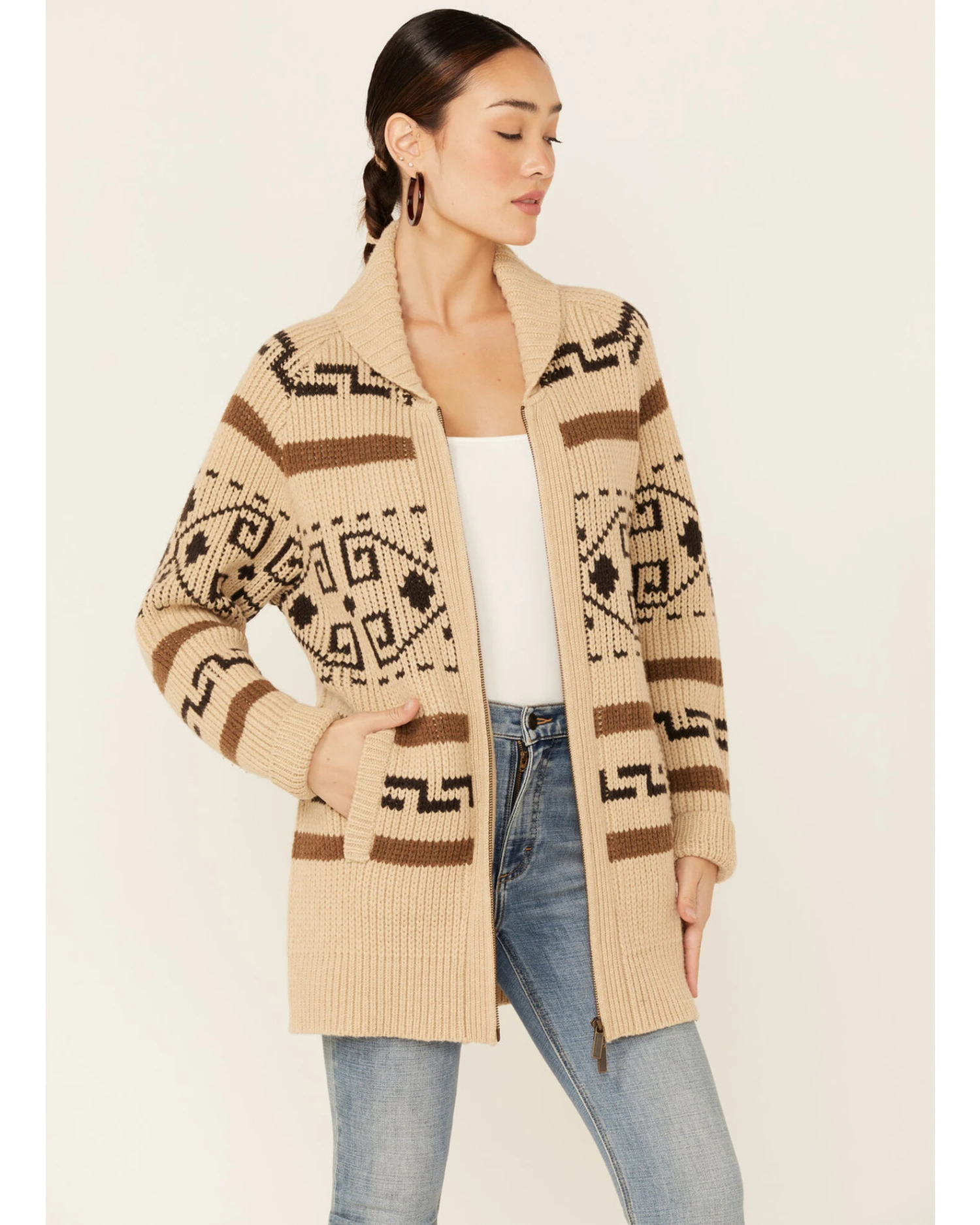 Pendleton Women's Tan Westerley Long Sleeve Cardigan 3 Pendleton Women's Tan Westerley Long Sleeve Cardigan