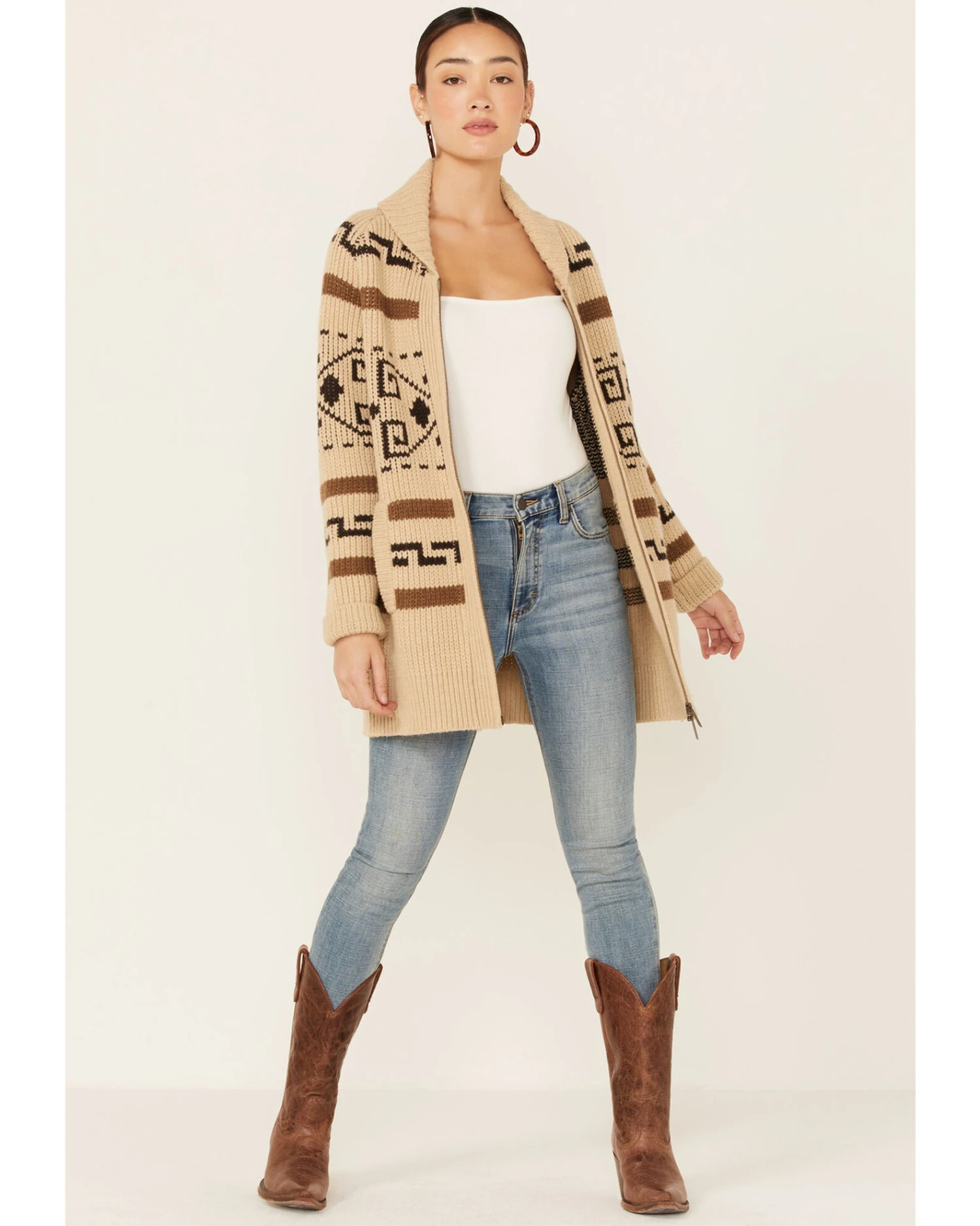 Pendleton Women's Tan Westerley Long Sleeve Cardigan 7 Pendleton Women's Tan Westerley Long Sleeve Cardigan - Image 5