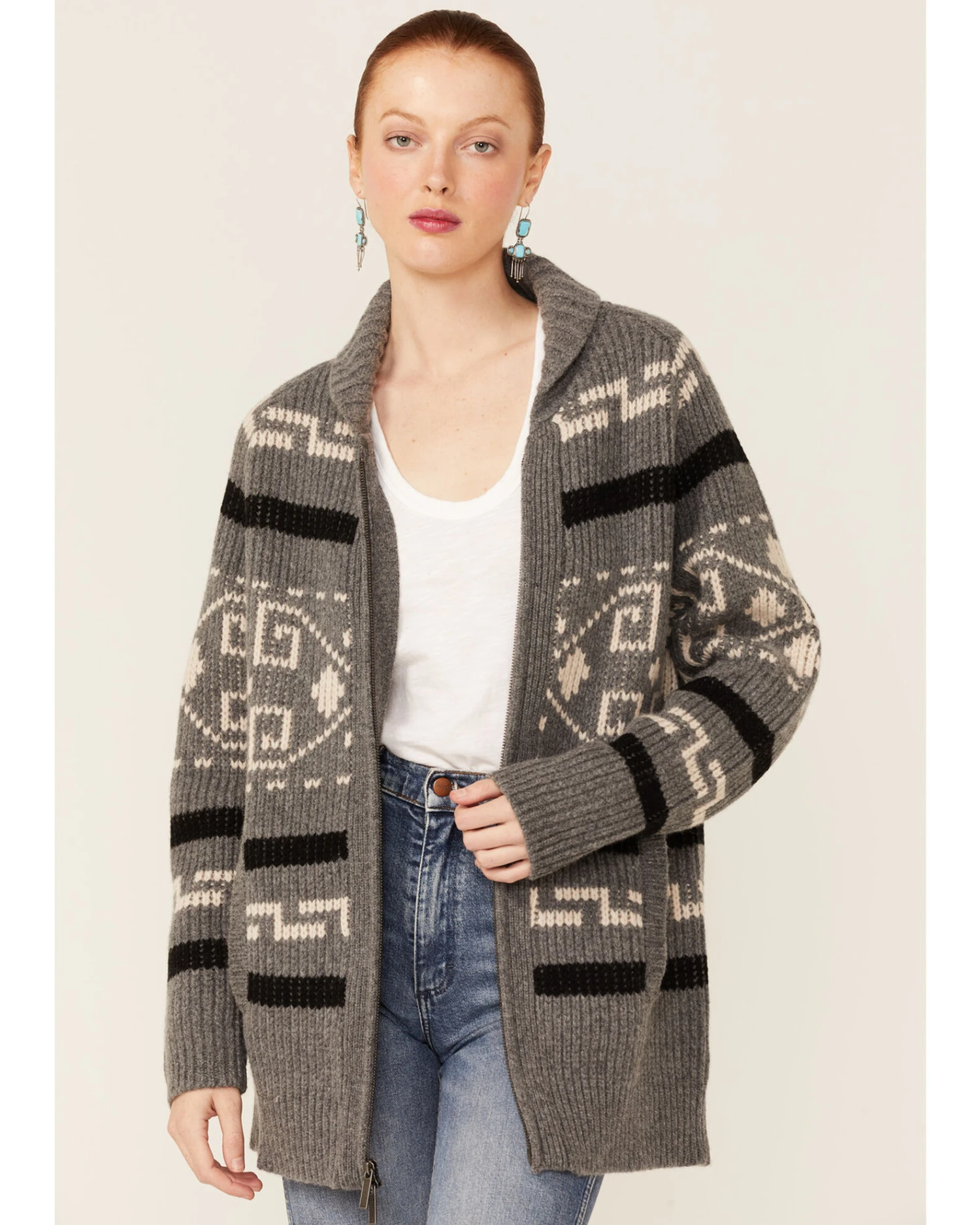 Pendleton Women's Gray Westerley Long Sleeve Cardigan 4 Pendleton Women's Gray Westerley Long Sleeve Cardigan - Image 2