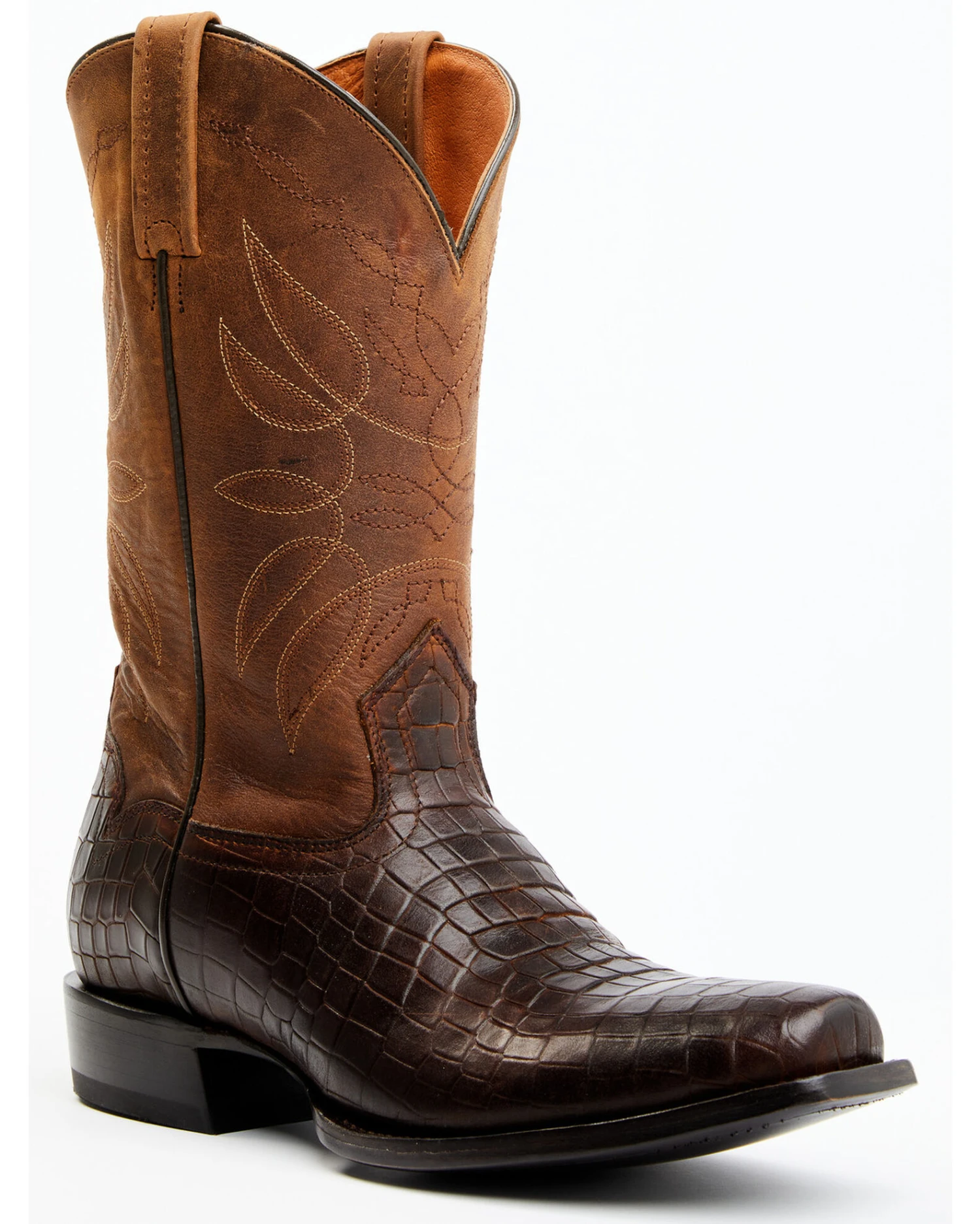 Moonshine Spirit Men's Madison Brown Printed Leather Western Boots - Square Toe 3 Moonshine Spirit Men's Madison Brown Printed Leather Western Boots - Square Toe