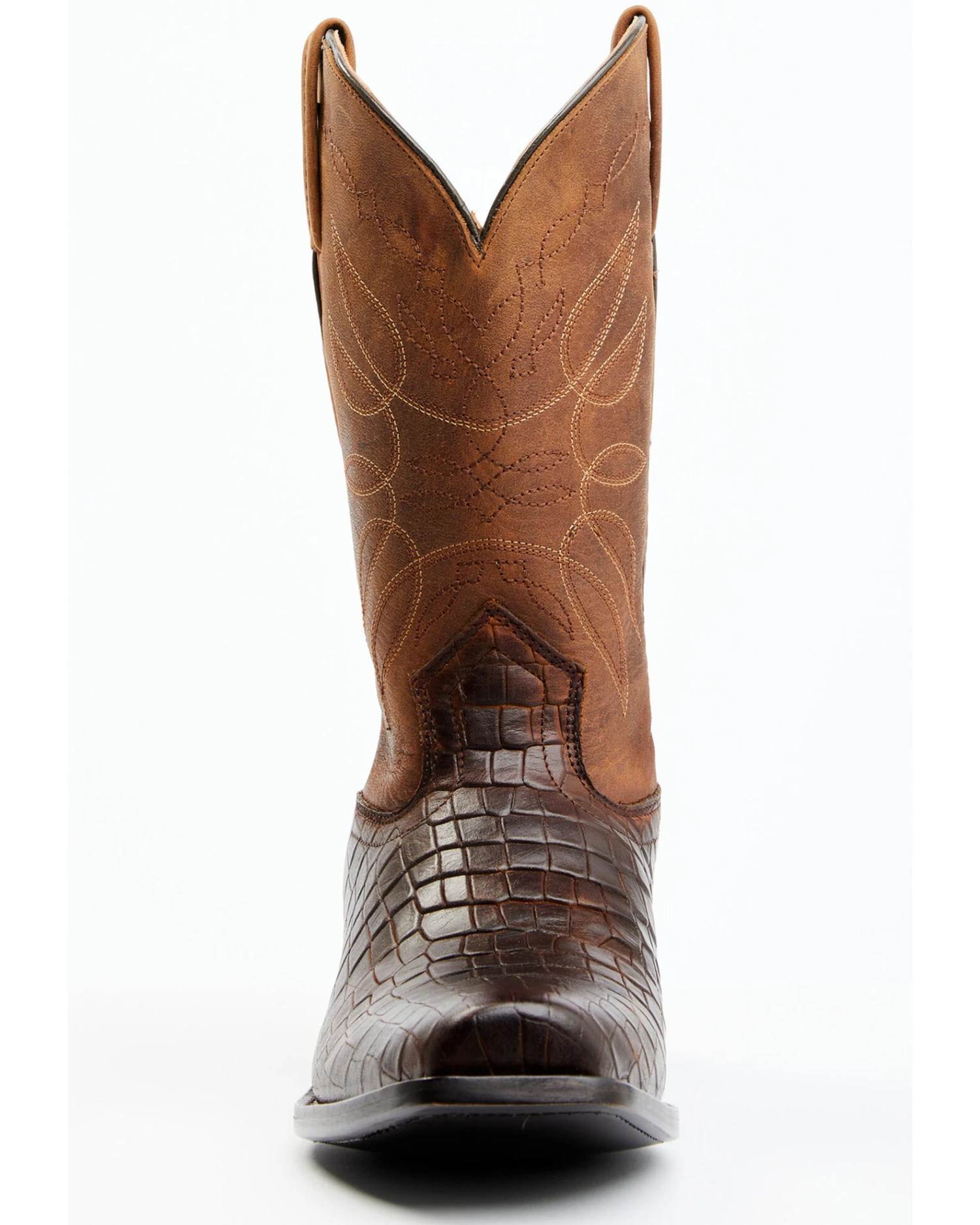 Moonshine Spirit Men's Madison Brown Printed Leather Western Boots - Square Toe 6 Moonshine Spirit Men's Madison Brown Printed Leather Western Boots - Square Toe - Image 4