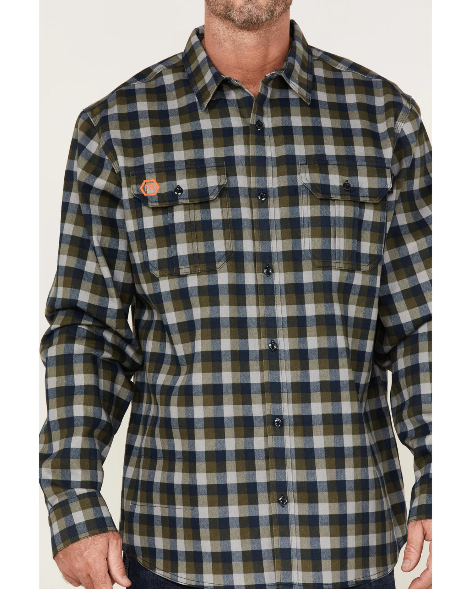 Hawx Men's FR Buffalo Plaid Print Long Sleeve Button-Down Work Shirt 5 Hawx Men's FR Buffalo Plaid Print Long Sleeve Button-Down Work Shirt - Image 3
